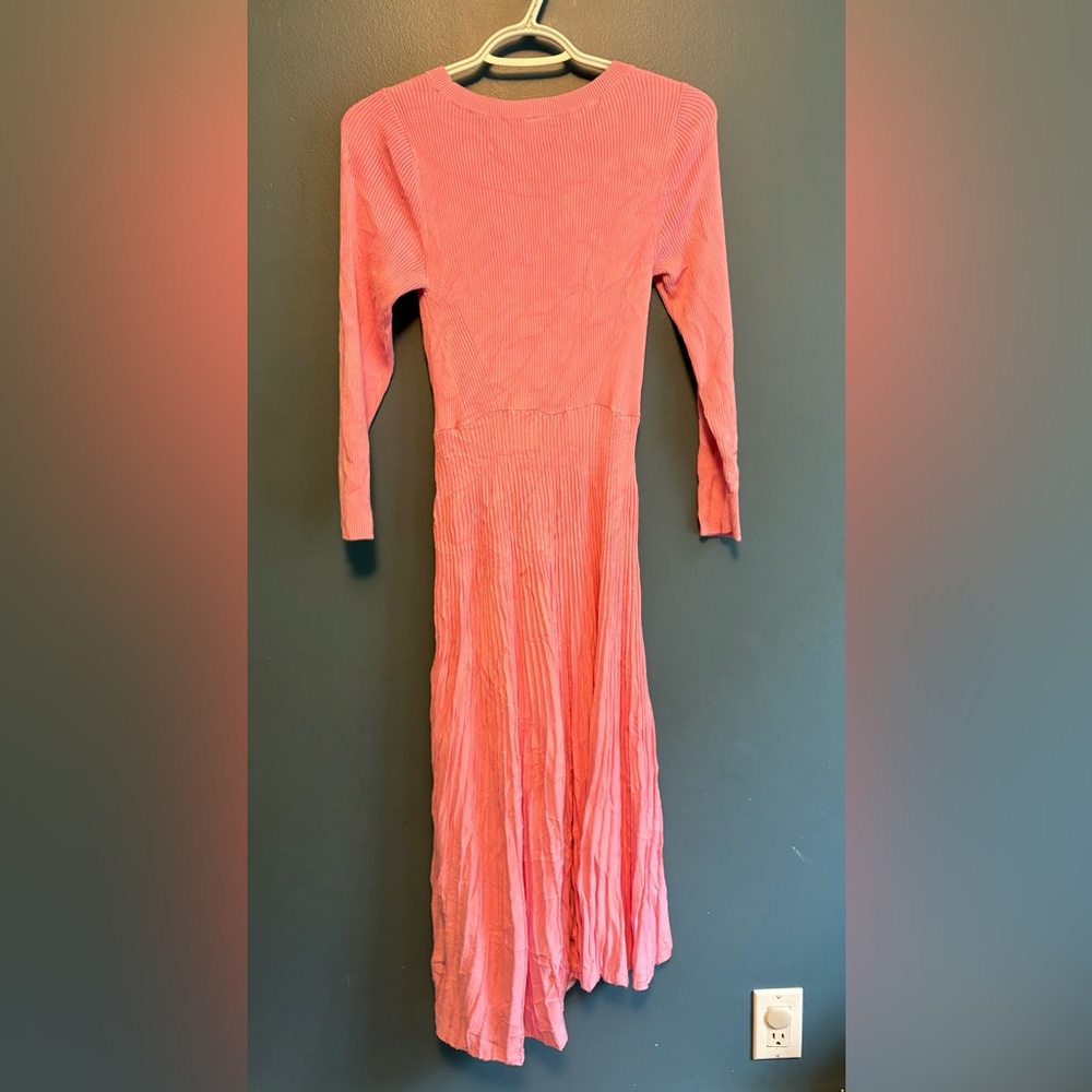 By Anthropologie Long-Sleeve Ribbed Sweater Midi Dress SP - Picture 7 of 9